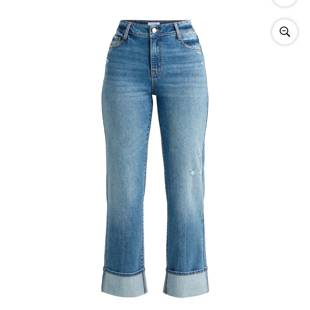 Time and Tru Women’s High Rise Straight Leg Cuffed Jeans 10